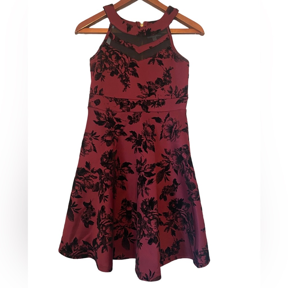 Love, Nickie Lew Wine and Black Floral Sleeveless Dress